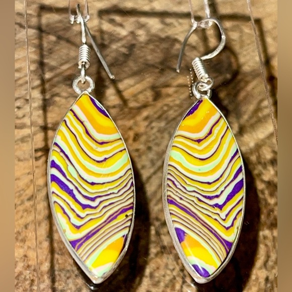 Rainbow Calsilica Earrings 2 1/4” - Picture 1 of 7